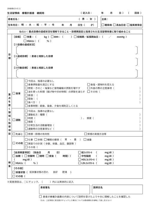 療養計画書